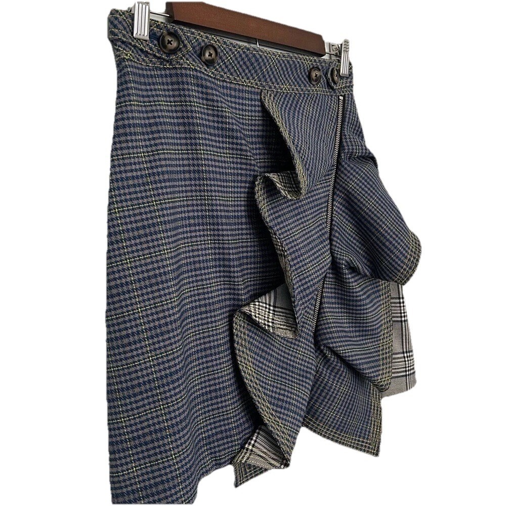 Self-Portrait ruffled tweed plaid miniskirt retro preppy women's 6us 10uk